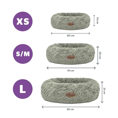 Silentnight Donut Calming Dog Bed - Calming Dog Cat Pet Bed Anxiety Relief Soft Fluffy Doughnut Pillow - Easy Clean Machine Washable Luxury Plush Dog Pillow Basket - 85 cm - Sage Green - Image 5