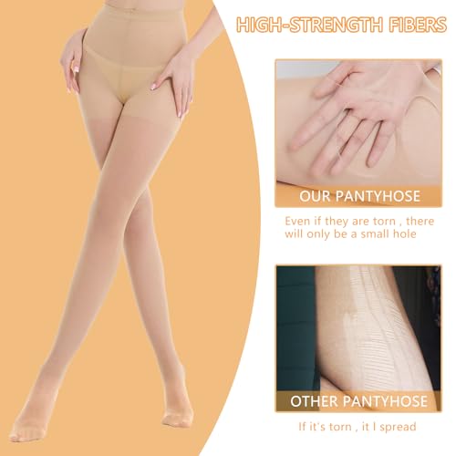 MEME&WEWE 2 Pairs Pantyhose for Women, 20D High Waist Stocking Sheer Tights for Women with Reinforced Toes3