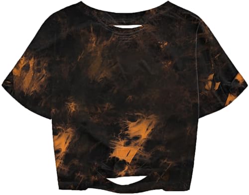 Image of Avanova Women Skull Finger Graphic Distressed Tee Shirt Ripped Short Sleeve Crop Tops