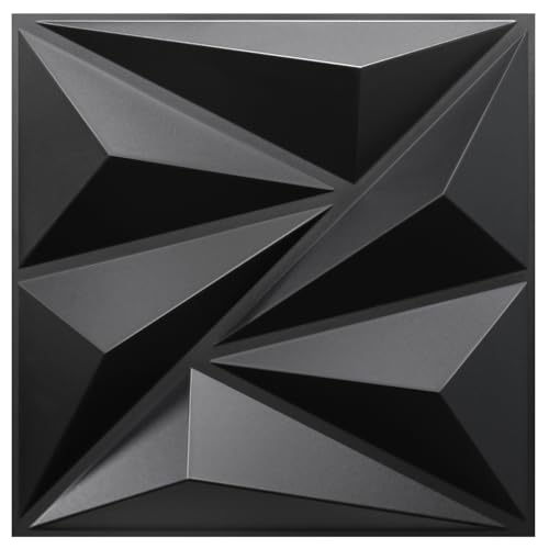 STICKGOO 3D Wall Panels for Interior Wall Decor, Black Diamond Design Accent Wall Panels, 12''x12'' Modern Decorative Wall Panels for Living Room, Lobby, Office, 33 Pack