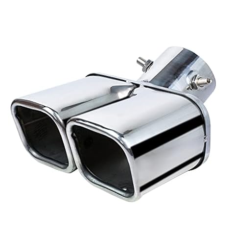 Końcówki wydechowe Tłumik ze stali nierdzewnej 62mm/2,36" Rura wydechowa samochodu Podwójny wylot Kwadratowy otwór Rura końcowa Pasuje do rury 38-60mm/1,5"-2,36" (Jasne srebro, 1,5"-2,36")