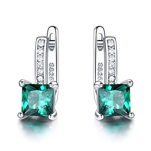 Boucles d'oreilles créoles en argent 925 et zircone carrée pour femme