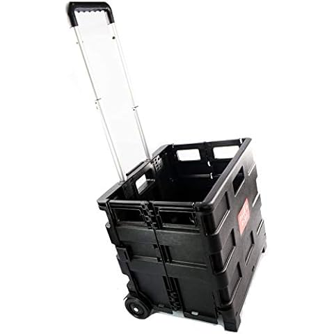Black Plastic Folding Cart Trolley with Wheels Cover