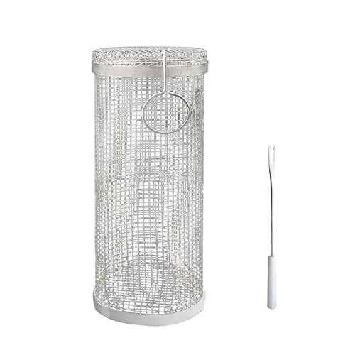 Begchy Cesta de Barbacoa Parrilla de Acero Inoxidable Cesta de Barbacoa Al Aire Libre Rejilla con Gancho y Tenedor Viajes Camping Picnic Utensilios de Cocina 20CM