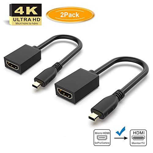 Gana Micro Hdmi To Hdmi Adapter Cable, Micro Hdmi To Hdmi Cable (Male To Female) For Gopro Hero And Other Action Camera/Cam With 4K/3D Supported #TOP6