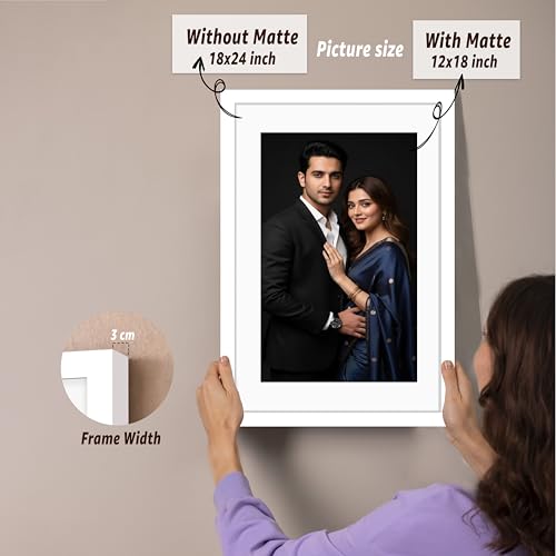 Image of Art Street Synthetic Document Large Size Wall Photo Frame, Set of 2 Big Frames For Wall Artwork, Certificates, Picture & Photographs Home Decor (18x24 Inch, Matted To: 12x18 Inch, White)