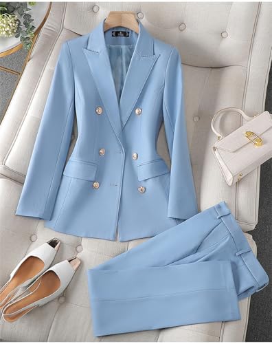 Women's Suit 2 Piece Set Double Breasted Business Office Work Formal Blazer Jacket Tuxedos and Pants Outfits2