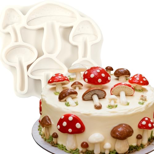 ICNYEKl 1Pc Cute Fungi Mushroom Fondant Mold Realistic Fruit Vegetable Mushroom Chocolate Silicone Mold for Cake Decoration Cupcake Toppers candy Polymer Clay Gummies Icing Resin Handicrafts