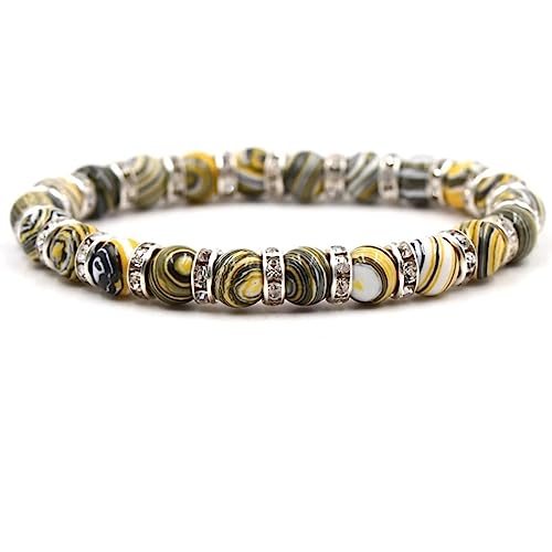 Bracelet Malachite Homme Femme 19 cm : Bijoux Bracelets délicats 8 mm
