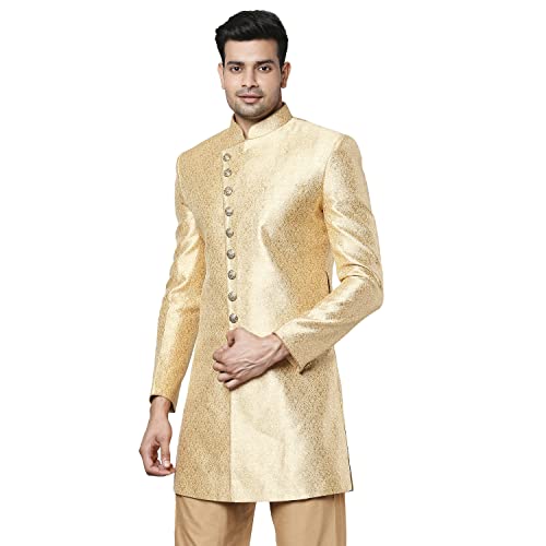 Image of Ethnix by Raymond Men's Poly90% /Viscose10% Solid Regular Fit Jacket