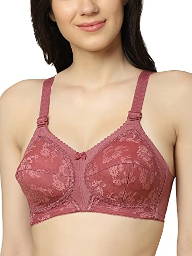 Image of Triumph International Doreen Bra For Women Non Wired Non Padded Wireless Bra Full Coverage Raschel Lace Lingerie Classic High Center Bridge Support Wide Straps Big Cup Bra for Larger Busts Pack Of 1