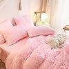 HAIHUA Fluffy Pink Comforter Cover Twin Set, Fuzzy Pink Girls Twin Bedding Set 2 Pieces (1 Plush Duvet Cover + 1 Furry Plush Pillow Cases) Girls Shaggy Bed Set, Zipper Closure #2