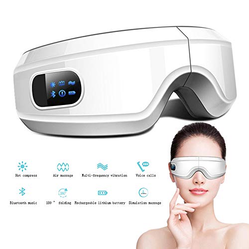Preisvergleich Produktbild Elektrisches AugenmassagegeräT, Wiederaufladbares Kabelloses Bluetooth-AugenmassagegeräT Mit Luftdruck, HeißEr Kompression, Musik, FüR Augenfutigue / Trockene Augen / Stressabbau,White