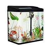 VIALIA Aquarium Komplettset mit LED-Beleuchtung, Pumpe und Filter, 38x24x43 cm, 30 Liter, Schwarz, Glasbecken für Fische und Wasserpflanzen