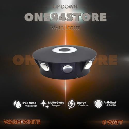 Image of One94Store LED Outdoor UP Down Wall Light 7 Watt Rainproof & Shockproof Aluminium Body 6 Way Wall Step Light Fixture (Warm White) Pack of 2 with 3 Month Warranty