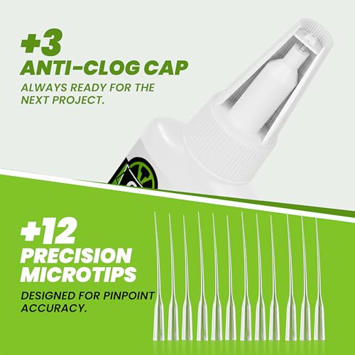 Image of Fast Controlled Super Glue Pro Kit 120 Gram, Medium CA Glue with Anti-Clog Caps & Precision Microtips for Woodworking, Crafts, All-Purpose Cyanoacrylate Adhesive for Ceramic Plastic Glass Shoe Repair