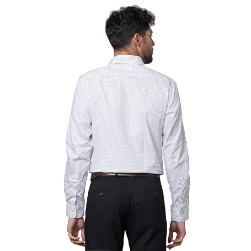 Image of Raymond Men Slim Fit Structure Pattern Pure Cotton Semi Cutaway Collar Full Sleeve Formal Shirt