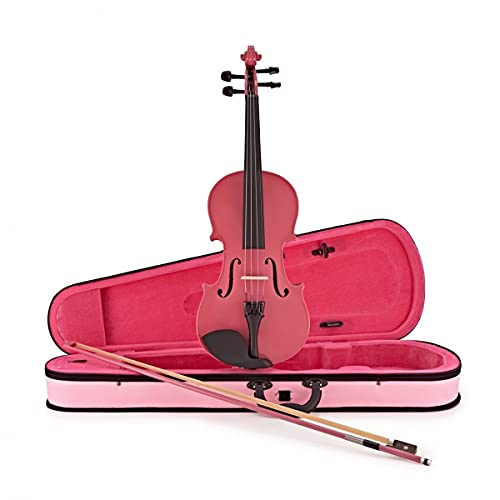 Violín de estudiante tamaño 3/4 de Gear4music con arco de resina y estuche rosa