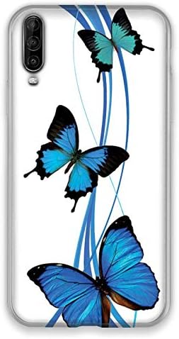 Cokitec Case for Wiko View 4 Lite Blue Butterflies Design White
