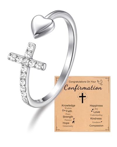 PINKDODO Adjustable Cross Ring for Teen Girl Confirmation Gifts for Teen Girls Women
