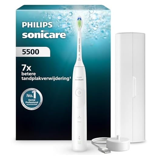 Philips Sonicare 5500 elektrische tandenborstel, sonische tandenborstel met 2 standen, drukwaarschuwing, EasyStart, SmartTimer en BrushPacer, wit, model HX7110/02 [Nieuwe Technologie]