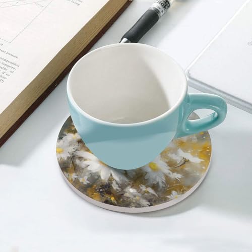 Dessous de verre en céramique lot de 6 avec liège motif fleurs pour table basse