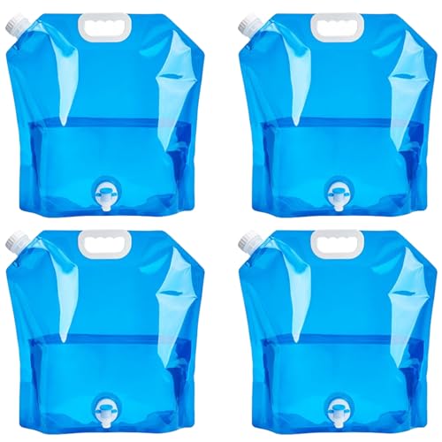 WBYNB 4 Piezas Bidón de Agua Plegable Con Grifo, Recipiente Potable Portátil, Bidón de Agua Potable Plegable Portátil, Lata de Agua Plegable Con Grifo Sin BPA Apto para Acampadas Al Aire Libre