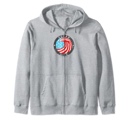 Ocean City, NJ Summertime Patriotic 4th Pride Surf Sudadera con Capucha