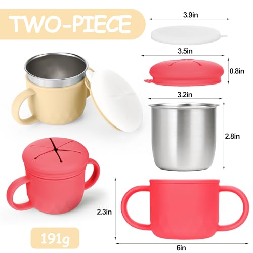 Image of Mity rain 2-Pack Stainless Steel Snack Containers, 4-in-1 Spill Proof