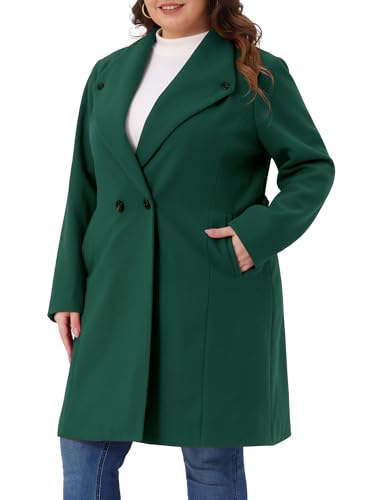 Agnes Orinda Plus Size Winter Coats for Women Lapel Single Breasted Belted with Pocket Pea Coats Trench Coats2