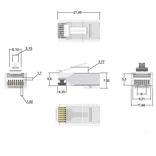 LINKUP - Cat6 RJ45 Easy Pass Thru Connector | Ethernet LAN Internet Jack Adapter | UTP Gigabit Network Round Cable Plug | Low Next RL | High Performance | 55 Pack