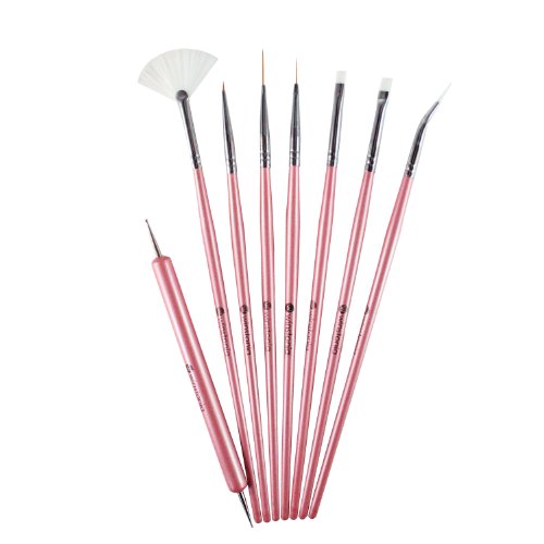 Winstonia 8-Piece Professional Nail Art Brushes Tool Kit Set - Glam Gadgets Detailer, Liner, Dotter, Fan, Striping, UV Gel, and Angular Brushes image 5
