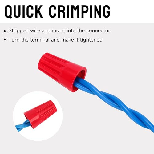 Image of 100PCS Wire Nut Connector - AWG 18-8 Red - Insulated Insert Twist Electrical Wire Terminal with Spring, Portable Wire Caps for Quick Connection