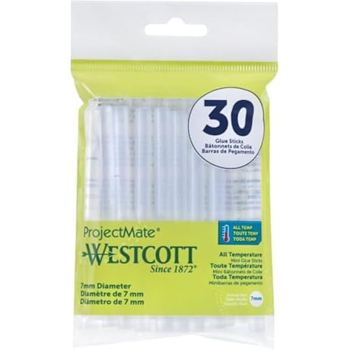 Westcott 16837 Premium All-Temperature Mini Glue Sticks for Hot Glue Gun, 30 Pack