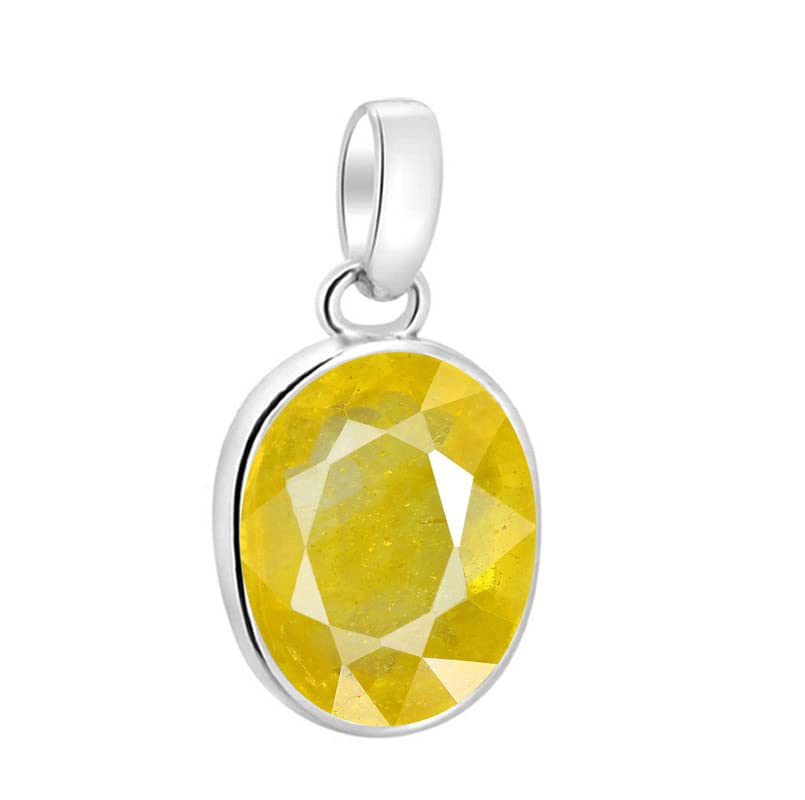 Pendentif en argent et saphir jaune naturel certifié, pierre Pukhraj de qualité gemme