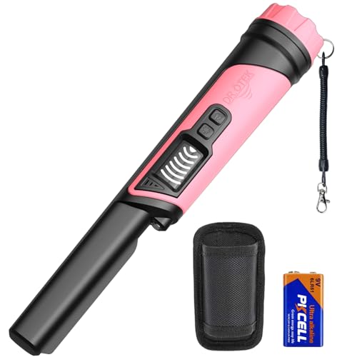 DR.ÖTEK Pinpointer Metal Detector, Portatile Pointer Palmare, Impermeabile IP68, LCD Display, Innovativa Funzione di Cancellazione delle Interferenze, Maggiore Sensibilità, 3 Modalità di Allarme, Rosa