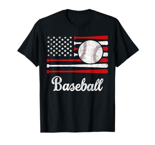 American Flag Vintage Baseball Flag T-Shirt, Dad, Mom Tee Camiseta