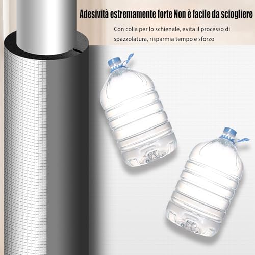 Schiuma isolante autoadesiva per tubi, con foglio di alluminio, 16-114 mm, per esterni e protezione dal gelo invernale (60 mm x 50 mm)