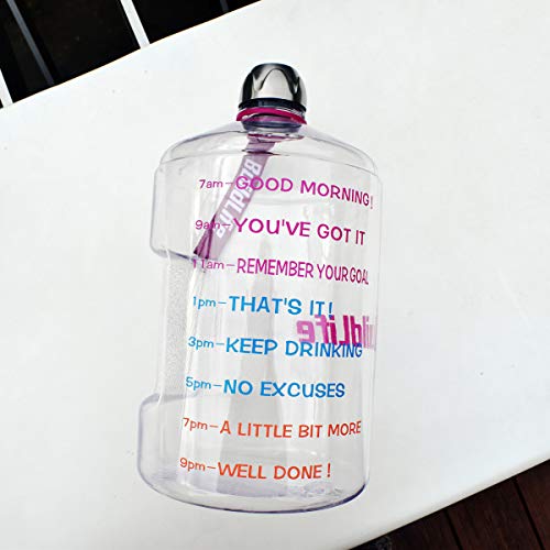 image for BuildLife 1 Gallon Water Bottle Motivational Fitness Workout with Time