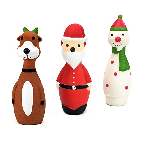 Chiwava 3 Stücks 5.7' Latex Quietsch Weihnachten Hundespielzeug für kleine Hunde Kau und Quietsched interaktives HOL-Spielzeug
