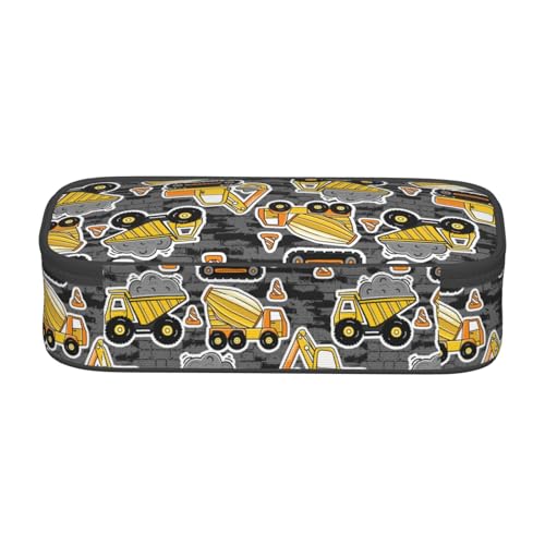 Image of Construction Car Truck Excavator Pencil Case Big Capacity Storage Pencil Pouch Stationery Bags With Zipper Portable Pen Holder Box Organizer For Boys Kids Student College School Office Supplies