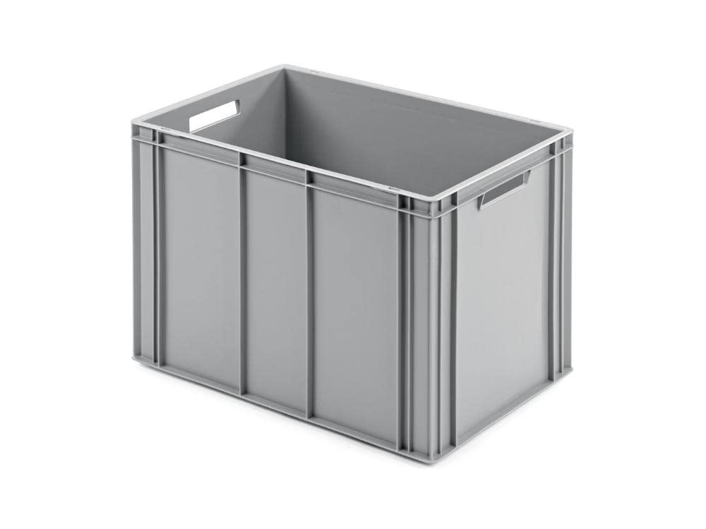 PROREGAL Eurobehälter mit offenem Griff | HxBxT 42x40x60cm | 70 Liter | Grau | Eurobox, Transportbox, Transportbehälter, Stapelbehälter
