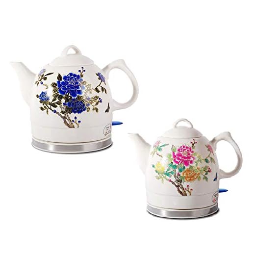 15 Best Ceramic Tea Kettles For Your Home 14 FixtureDisplays® Ceramic Electric Kettle with Peony Flower Pattern Two-Tone 15000