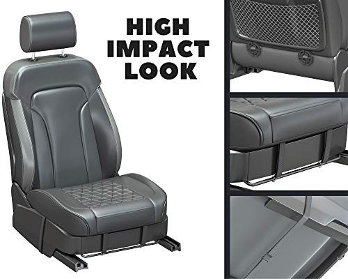 Image of Skywin PU Leather Seat Cover - Car Seat Covers Front Seat Only with Soft and Comfortable Cushion, Stylish PU Leather Seat Cover Protects Car Seat from Dirt, Wear and Tear (One Seat, Black)