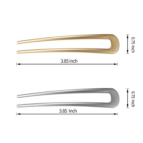 Frdtluthw Large French Hair Pins Metal U-Shaped Hair Sticks (B.gold&Silver1) #TOP1