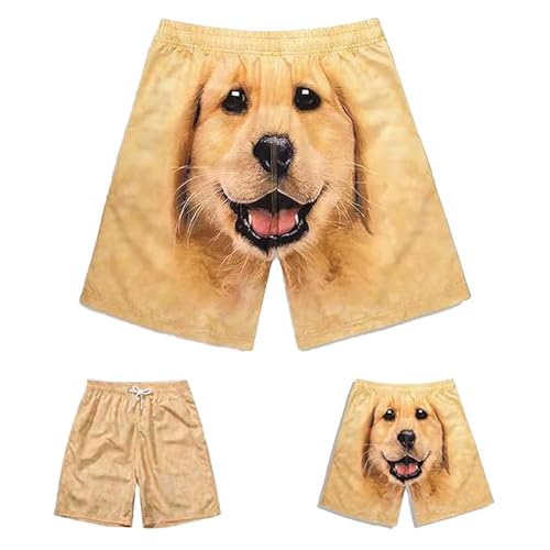 Shorts with Dog Face on Butt, Realistic 3D Cute Funny Puppy Print Workout Shorts, for Men/Women