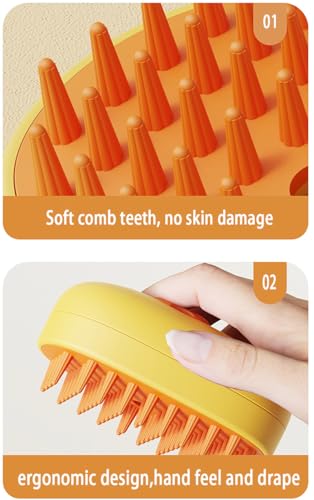 Image of Steam Cat Brush Dog Brush for Shedding Rechargeable Cat Brush Unique Pet Brush (yellow)