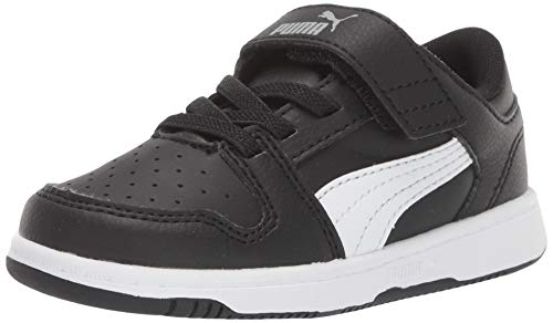 PUMA Unisex-Baby Rebound Layup Lo Hook and Loop Sneaker, Black White-High Rise, 9 M US Toddler