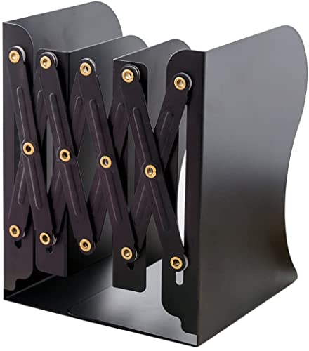 Volo Multipurpose Expandable Bookcase Desktop Bookend/Book Stand, Office Book Organizer Box (Color: Black), Steel