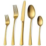 Bestdin Besteck Set 6 Personen, 30 teilig Edelstahl Besteckset Matt Gold Essbesteck Set mit Messer Gabel Löffel, Hochwertiges Edelstahlbesteck, Spülmaschinenfest.